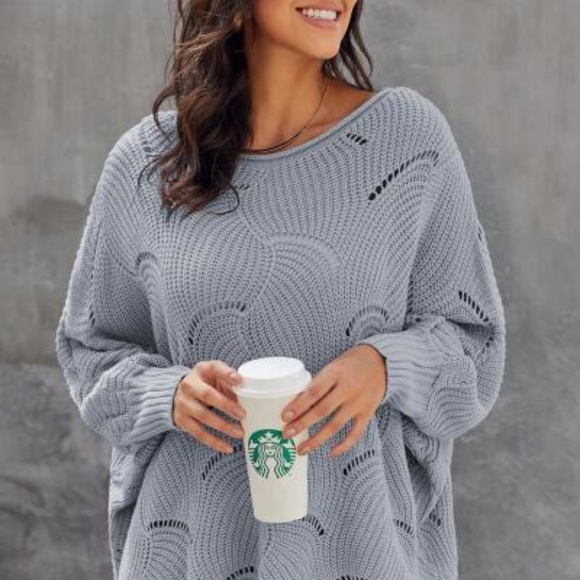 Sweaters - HP1/12💝Baby  blue open wave weave batwing sweater